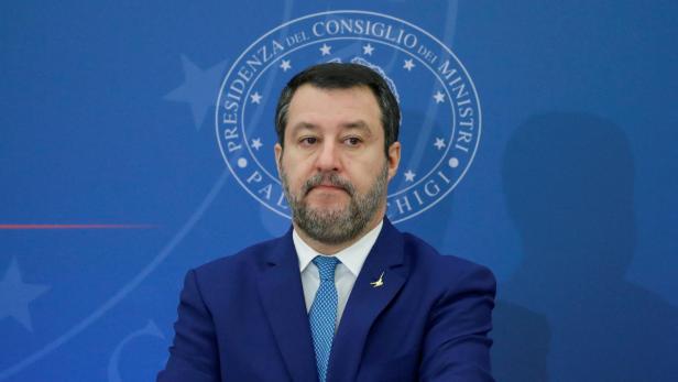 FILE PHOTO: Italian Deputy PM Salvini attends news conference in Rome
