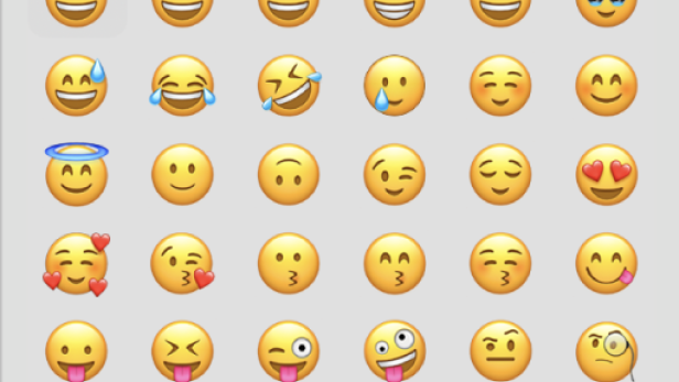 Betende Hände? Die wahre Bedeutung dieser 5 WhatsApp-Emojis Verschieden gelbe Smileys auf grauem Hintergrund